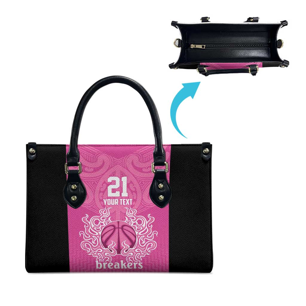 New Zealand Custom Leather Bag Fire Basketball Maori Tribal Pink - Polynesian Pride