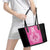 New Zealand Custom Leather Tote Bag Fire Basketball Maori Tribal Pink - Polynesian Pride