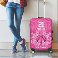 New Zealand Custom Luggage Cover Fire Basketball Maori Tribal Pink - Polynesian Pride