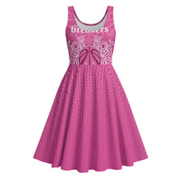 New Zealand Custom Midi Dress Fire Basketball Maori Tribal Pink - Polynesian Pride