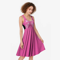 New Zealand Custom Midi Dress Fire Basketball Maori Tribal Pink - Polynesian Pride