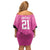 New Zealand Custom Off Shoulder Short Dress Fire Basketball Maori Tribal Pink - Polynesian Pride