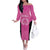 New Zealand Custom Off The Shoulder Long Sleeve Dress Fire Basketball Maori Tribal Pink - Polynesian Pride