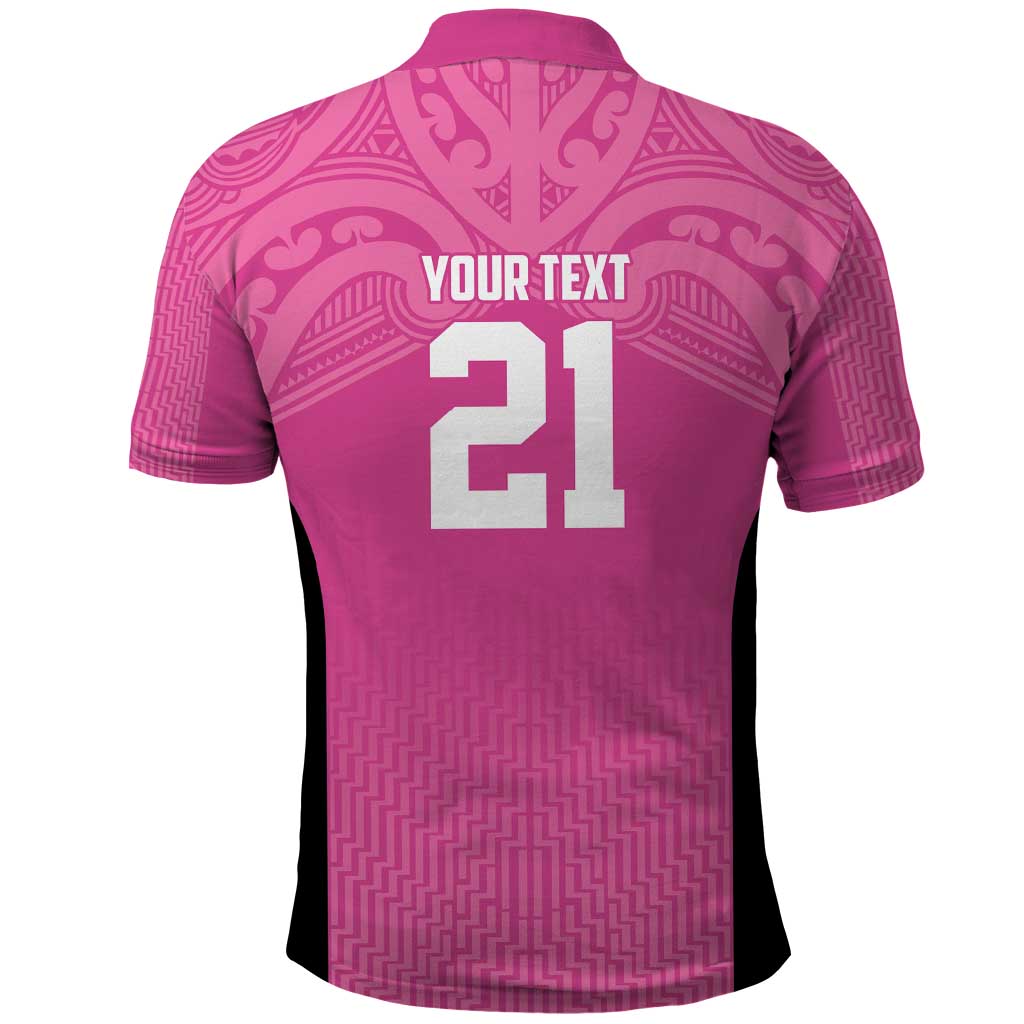 New Zealand Custom Polo Shirt Fire Basketball Maori Tribal Pink - Polynesian Pride