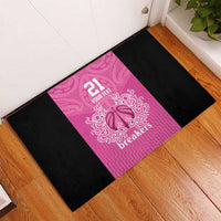 New Zealand Custom Rubber Doormat Fire Basketball Maori Tribal Pink - Polynesian Pride