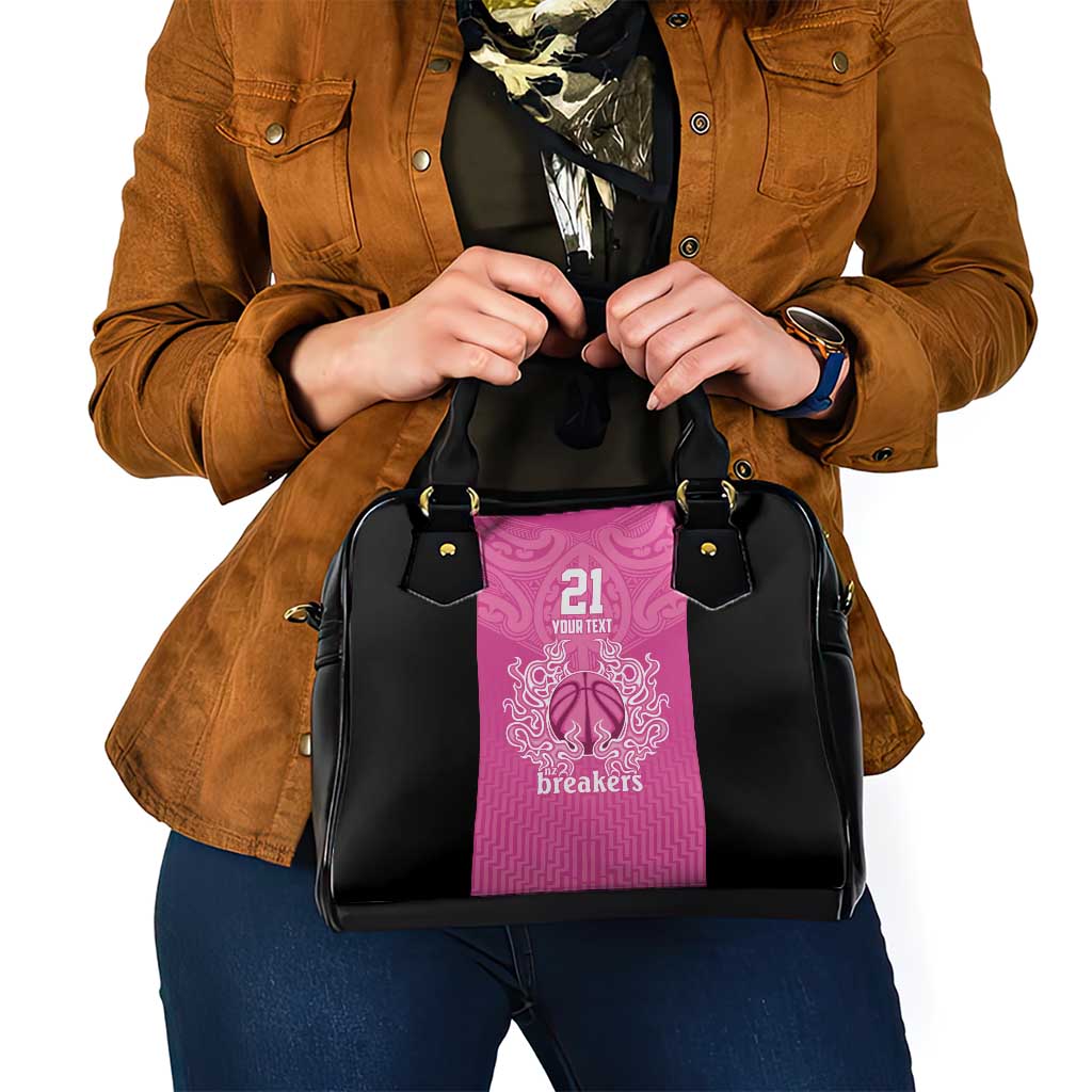 New Zealand Custom Shoulder Handbag Fire Basketball Maori Tribal Pink - Polynesian Pride