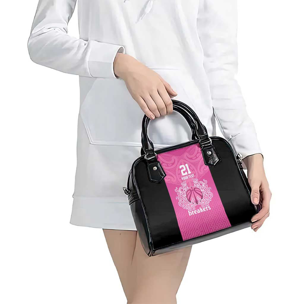 New Zealand Custom Shoulder Handbag Fire Basketball Maori Tribal Pink - Polynesian Pride