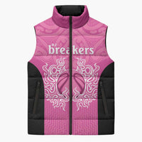 New Zealand Custom Sleeveless Puffer Jacket Fire Basketball Maori Tribal Pink - Polynesian Pride