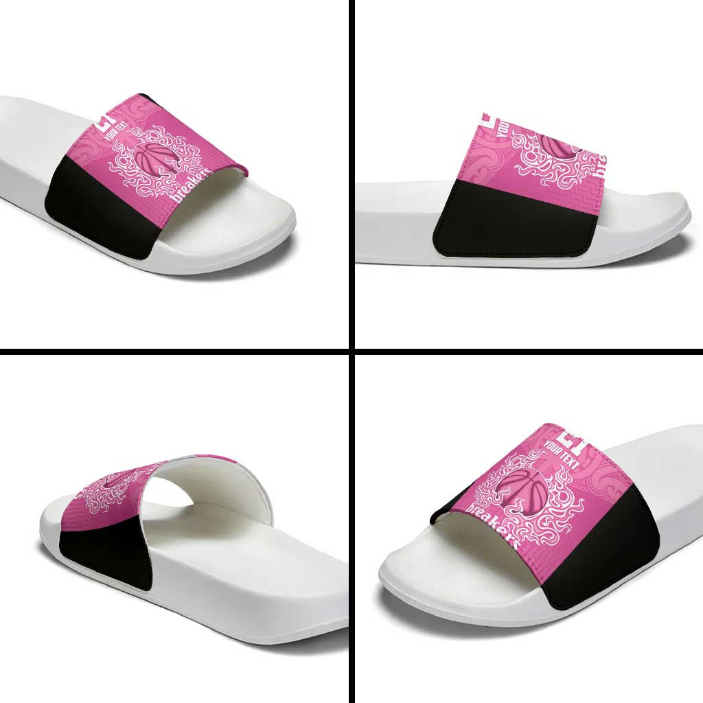 New Zealand Custom Slide Sandals Fire Basketball Maori Tribal Pink - Polynesian Pride