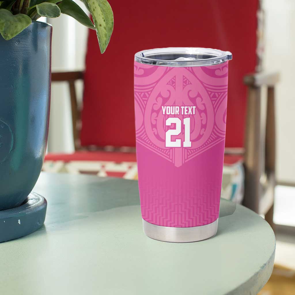 New Zealand Custom Tumbler Cup Fire Basketball Maori Tribal Pink - Polynesian Pride