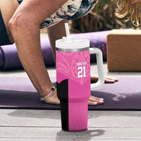 New Zealand Custom Tumbler With Handle Fire Basketball Maori Tribal Pink - Polynesian Pride