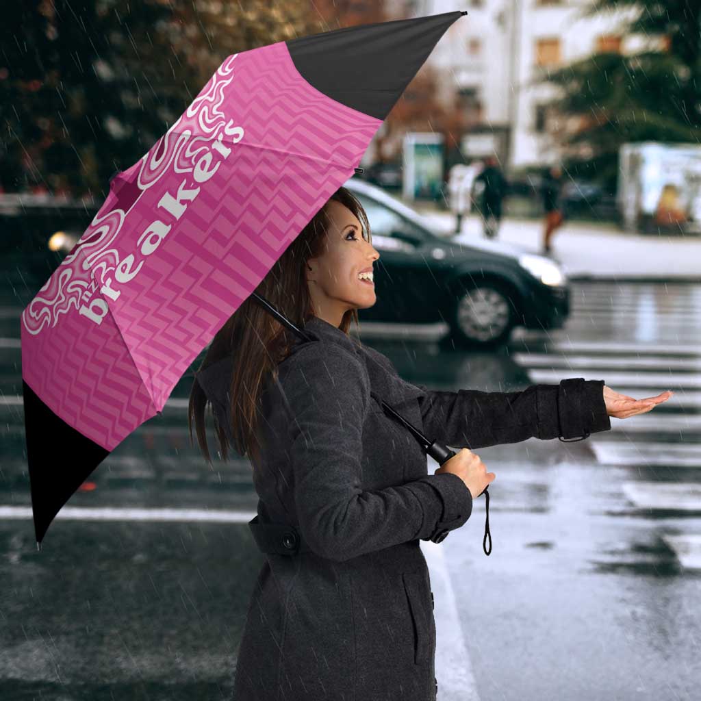 New Zealand Custom Umbrella Fire Basketball Maori Tribal Pink - Polynesian Pride