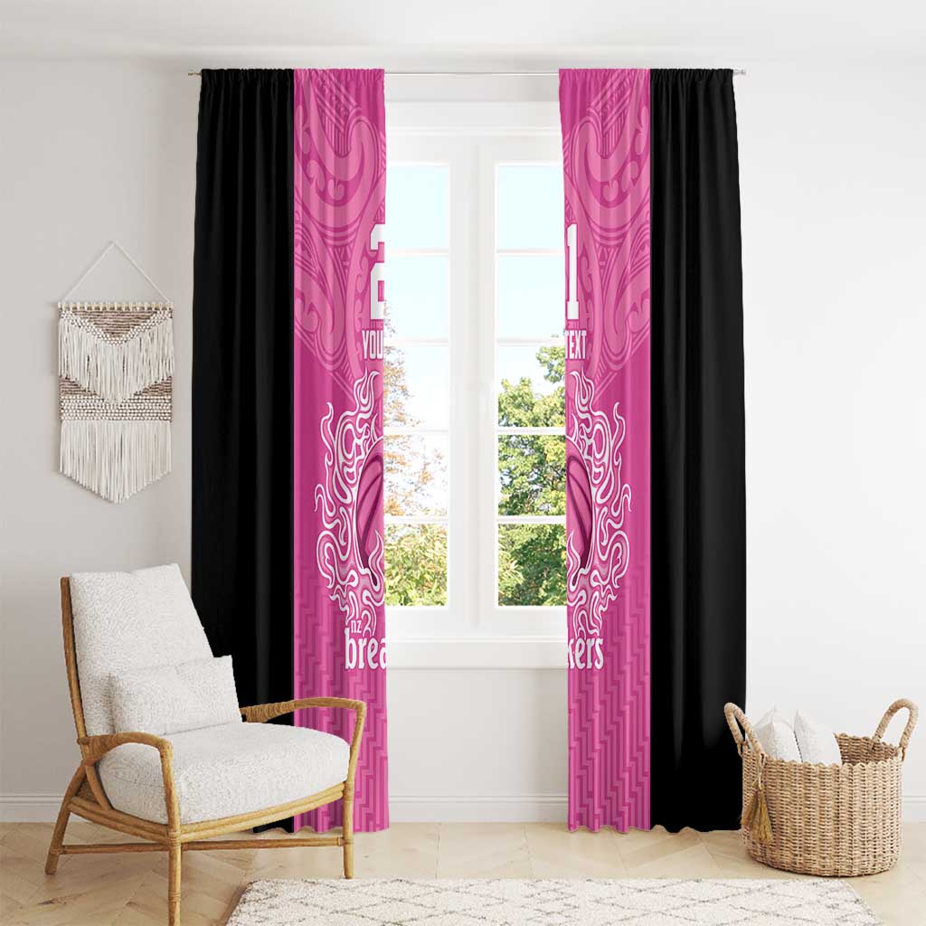 New Zealand Custom Window Curtain Fire Basketball Maori Tribal Pink - Polynesian Pride