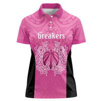 New Zealand Custom Women Polo Shirt Fire Basketball Maori Tribal Pink LT9 Female Pink - Polynesian Pride