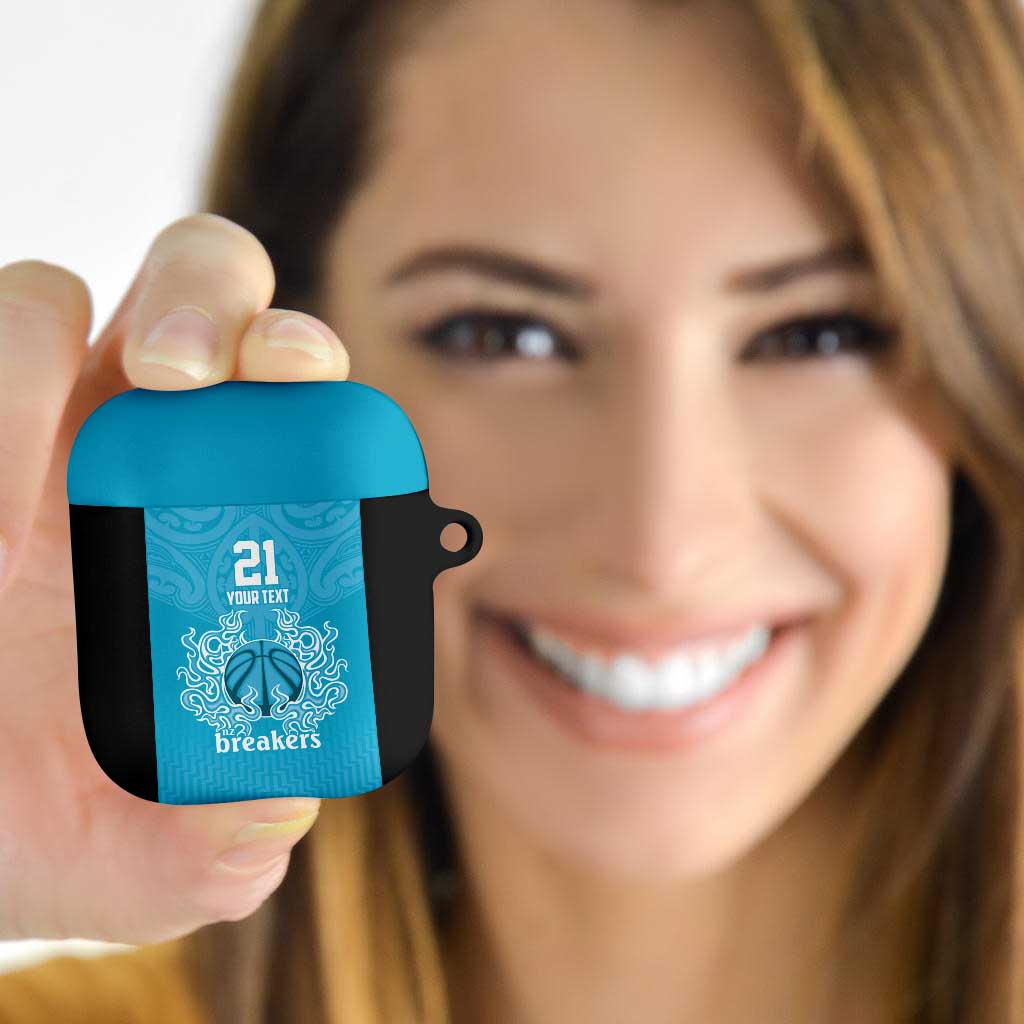 New Zealand Custom AirPods Case Fire Basketball Maori Tribal Sky Blue - Polynesian Pride