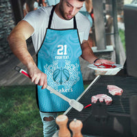 New Zealand Custom Apron Fire Basketball Maori Tribal Sky Blue LT9 - Polynesian Pride