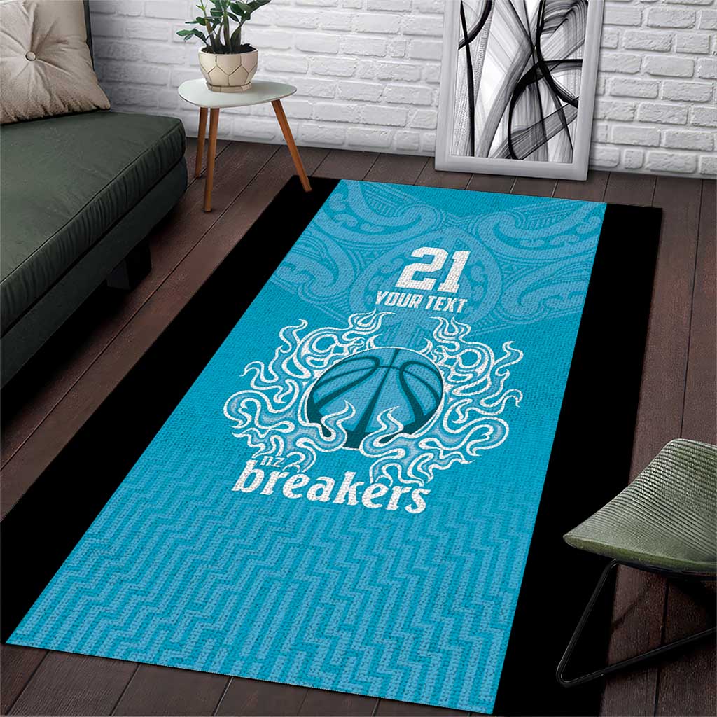 New Zealand Custom Area Rug Fire Basketball Maori Tribal Sky Blue - Polynesian Pride