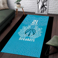 New Zealand Custom Area Rug Fire Basketball Maori Tribal Sky Blue - Polynesian Pride