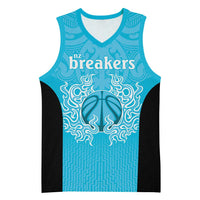 New Zealand Custom Basketball Jersey Fire Basketball Maori Tribal Sky Blue - Polynesian Pride