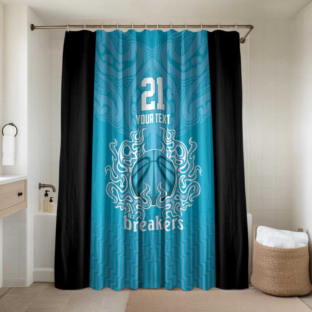New Zealand Custom Bathroom Set Fire Basketball Maori Tribal Sky Blue - Polynesian Pride
