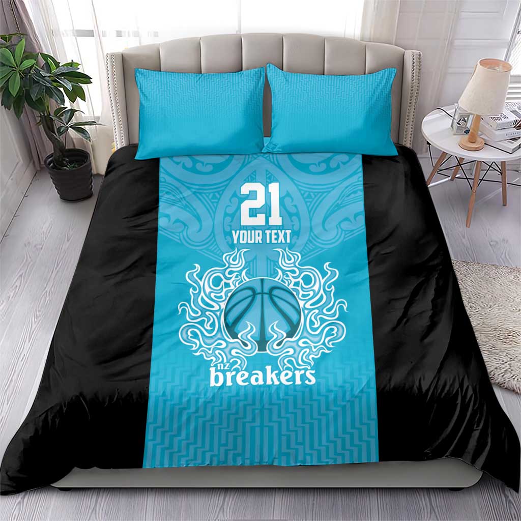 New Zealand Custom Bedding Set Fire Basketball Maori Tribal Sky Blue LT9 - Polynesian Pride