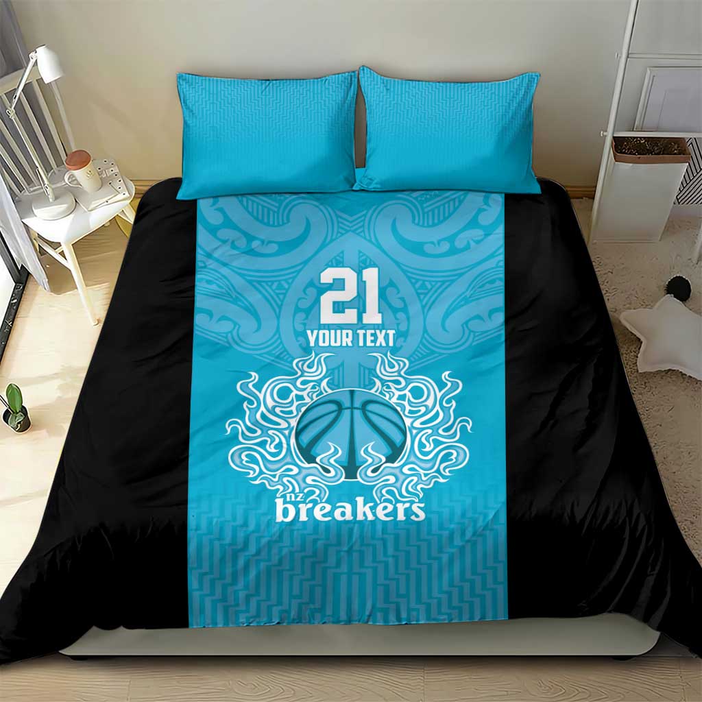 New Zealand Custom Bedding Set Fire Basketball Maori Tribal Sky Blue LT9 - Polynesian Pride