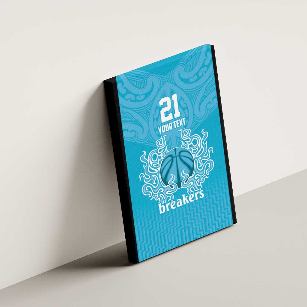 New Zealand Custom Canvas Wall Art Fire Basketball Maori Tribal Sky Blue - Polynesian Pride