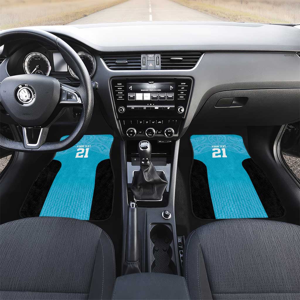 New Zealand Custom Car Mats Fire Basketball Maori Tribal Sky Blue - Polynesian Pride