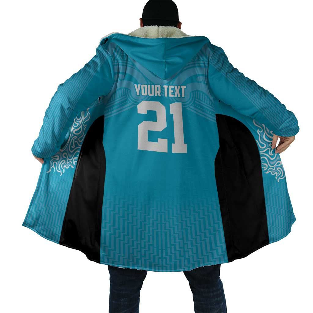 New Zealand Custom Cloak Fire Basketball Maori Tribal Sky Blue - Polynesian Pride