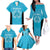 New Zealand Custom Family Matching Off The Shoulder Long Sleeve Dress and Hawaiian Shirt Fire Basketball Maori Tribal Sky Blue - Polynesian Pride