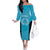 New Zealand Custom Family Matching Off The Shoulder Long Sleeve Dress and Hawaiian Shirt Fire Basketball Maori Tribal Sky Blue - Polynesian Pride
