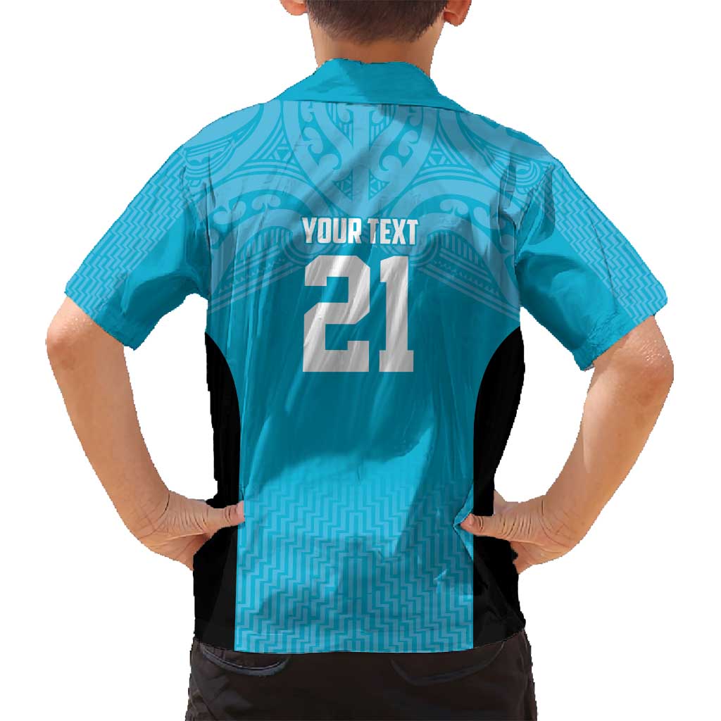 New Zealand Custom Family Matching Off Shoulder Short Dress and Hawaiian Shirt Fire Basketball Maori Tribal Sky Blue LT9 - Polynesian Pride