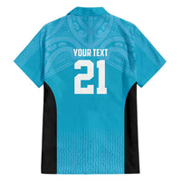 New Zealand Custom Family Matching Short Sleeve Bodycon Dress and Hawaiian Shirt Fire Basketball Maori Tribal Sky Blue LT9 - Polynesian Pride