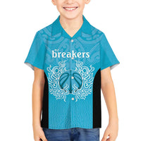New Zealand Custom Family Matching Summer Maxi Dress and Hawaiian Shirt Fire Basketball Maori Tribal Sky Blue LT9 Son's Shirt Blue - Polynesian Pride