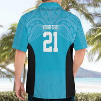 New Zealand Custom Hawaiian Shirt Fire Basketball Maori Tribal Sky Blue - Polynesian Pride