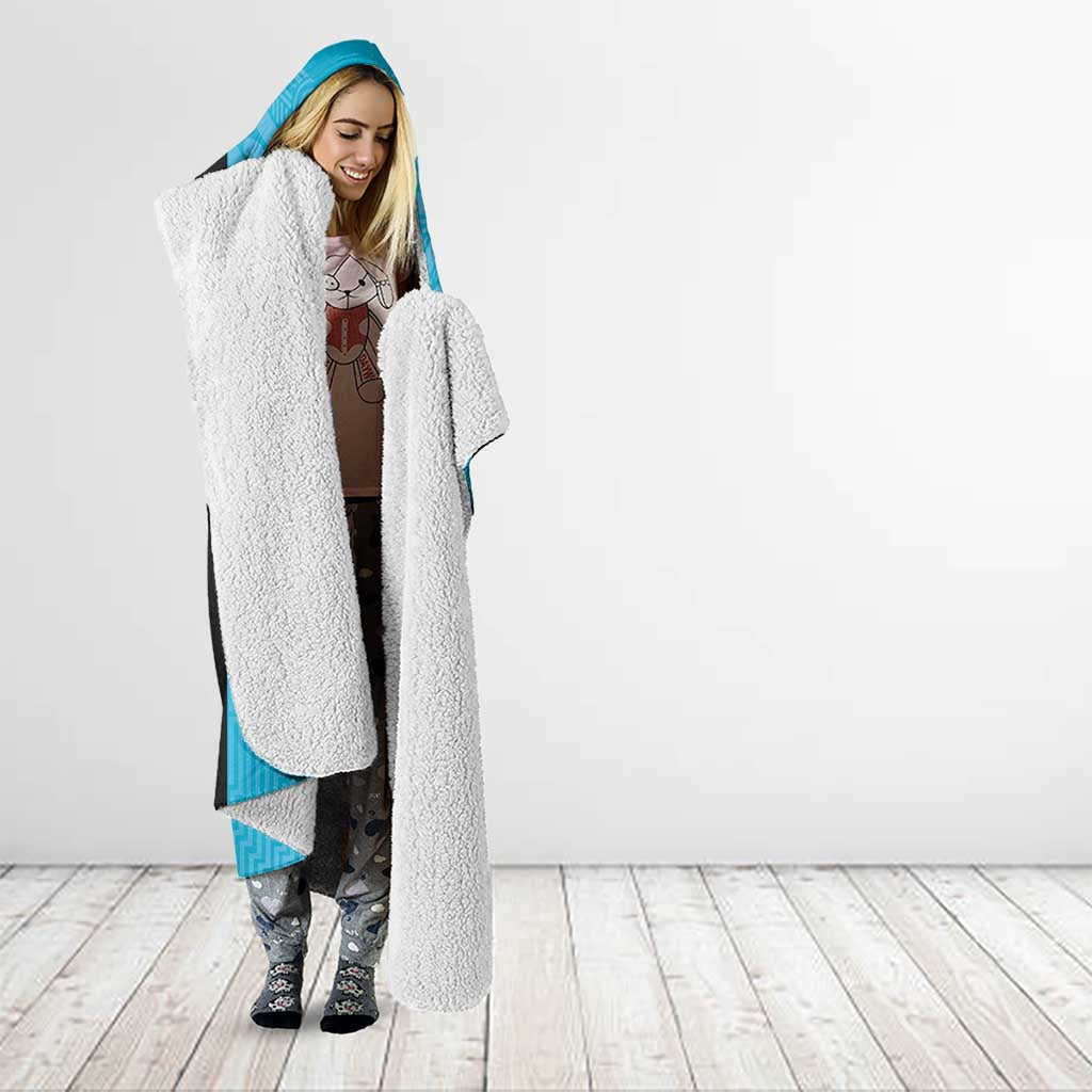 New Zealand Custom Hooded Blanket Fire Basketball Maori Tribal Sky Blue - Polynesian Pride