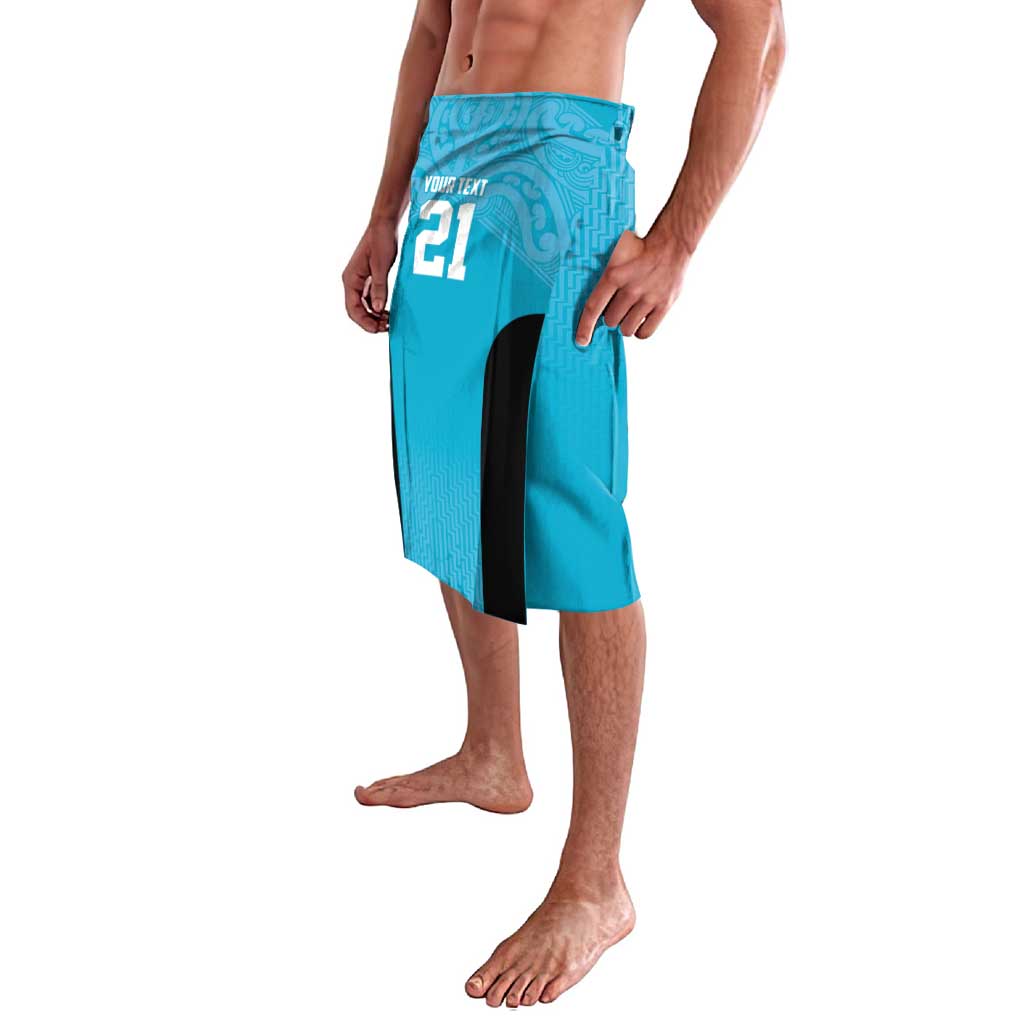 New Zealand Custom Lavalava Fire Basketball Maori Tribal Sky Blue - Polynesian Pride