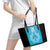 New Zealand Custom Leather Tote Bag Fire Basketball Maori Tribal Sky Blue - Polynesian Pride