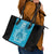 New Zealand Custom Leather Tote Bag Fire Basketball Maori Tribal Sky Blue - Polynesian Pride