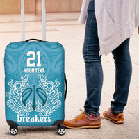 New Zealand Custom Luggage Cover Fire Basketball Maori Tribal Sky Blue - Polynesian Pride