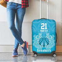 New Zealand Custom Luggage Cover Fire Basketball Maori Tribal Sky Blue - Polynesian Pride