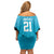 New Zealand Custom Off Shoulder Short Dress Fire Basketball Maori Tribal Sky Blue - Polynesian Pride