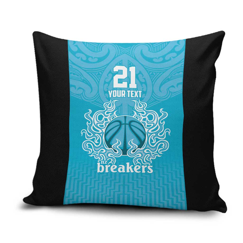 New Zealand Custom Pillow Cover Fire Basketball Maori Tribal Sky Blue - Polynesian Pride
