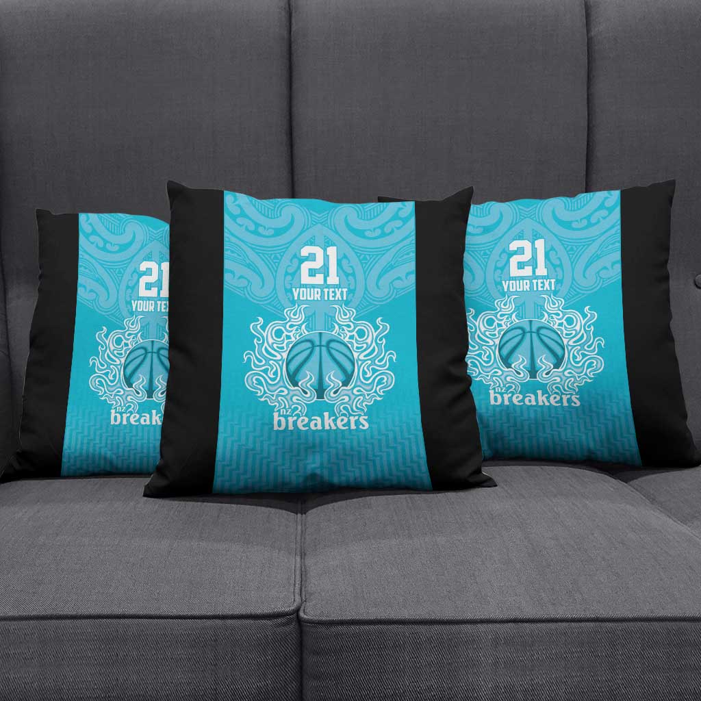 New Zealand Custom Pillow Cover Fire Basketball Maori Tribal Sky Blue - Polynesian Pride