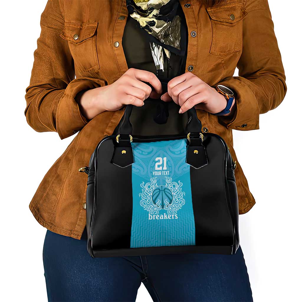 New Zealand Custom Shoulder Handbag Fire Basketball Maori Tribal Sky Blue - Polynesian Pride