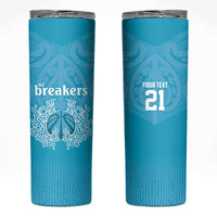 New Zealand Custom Skinny Tumbler Fire Basketball Maori Tribal Sky Blue LT9 Blue - Polynesian Pride