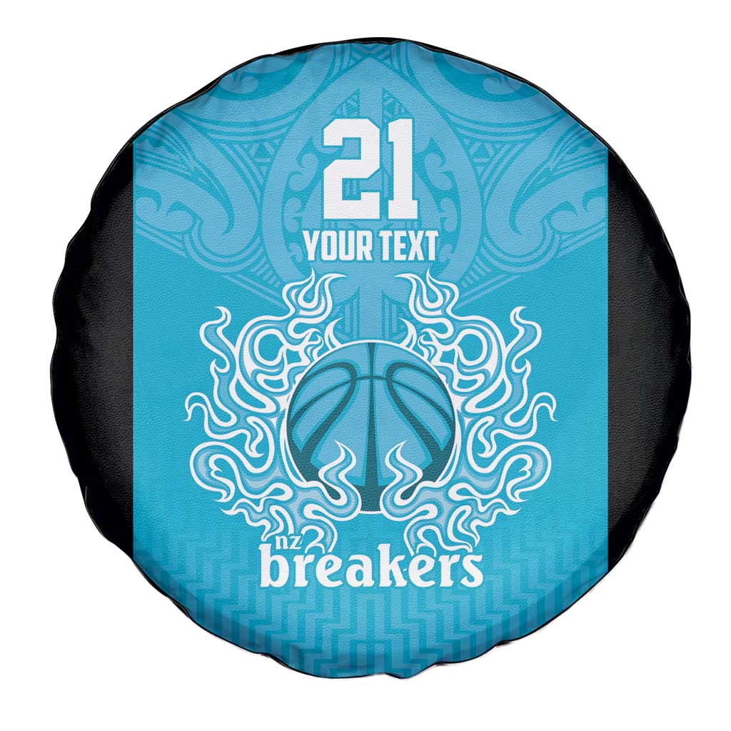 New Zealand Custom Spare Tire Cover Fire Basketball Maori Tribal Sky Blue - Polynesian Pride
