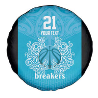 New Zealand Custom Spare Tire Cover Fire Basketball Maori Tribal Sky Blue - Polynesian Pride