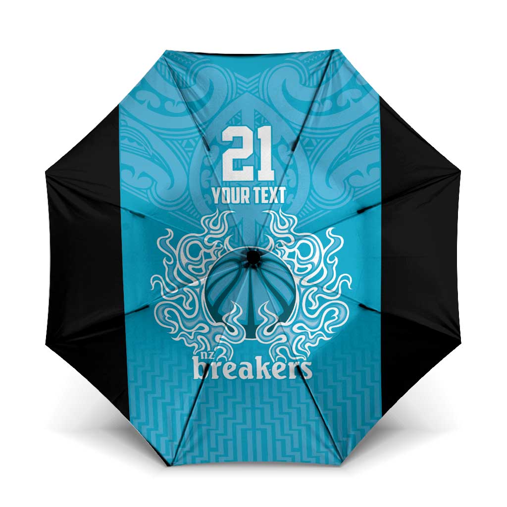New Zealand Custom Umbrella Fire Basketball Maori Tribal Sky Blue - Polynesian Pride