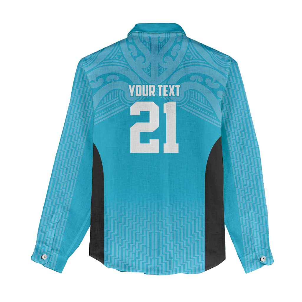 New Zealand Custom Women Casual Shirt Fire Basketball Maori Tribal Sky Blue LT9 - Polynesian Pride